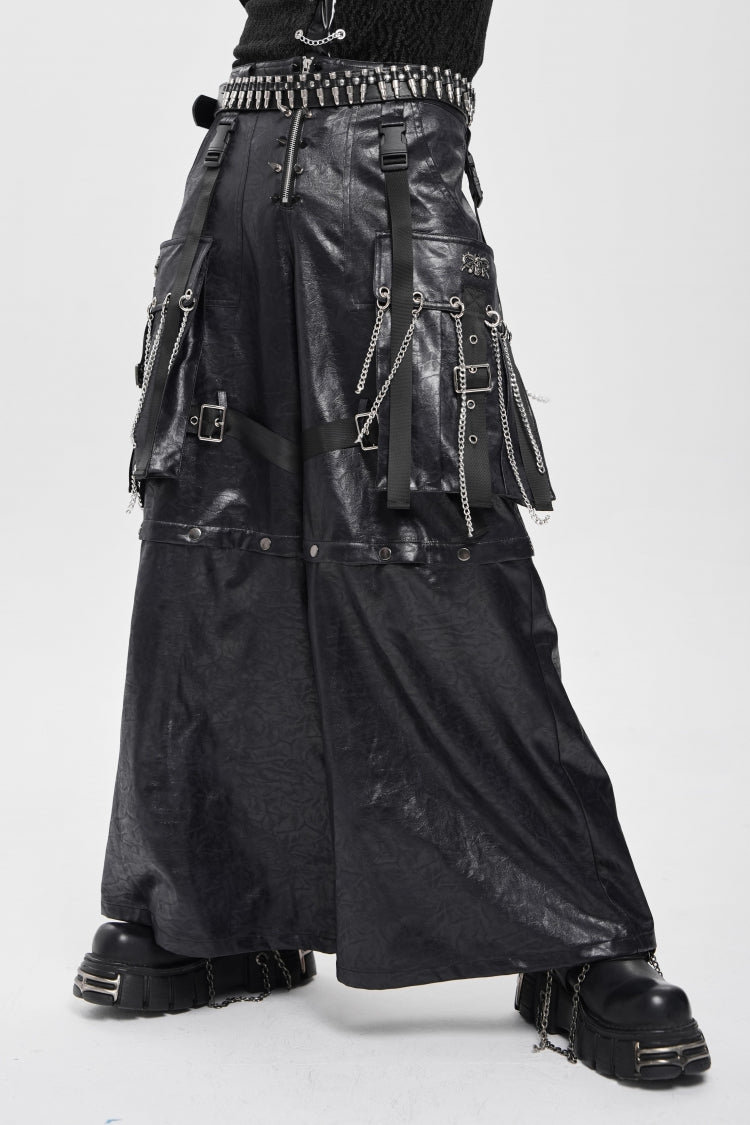 Men's Punk Pants with Big Pockets & Strappy Chain Accents