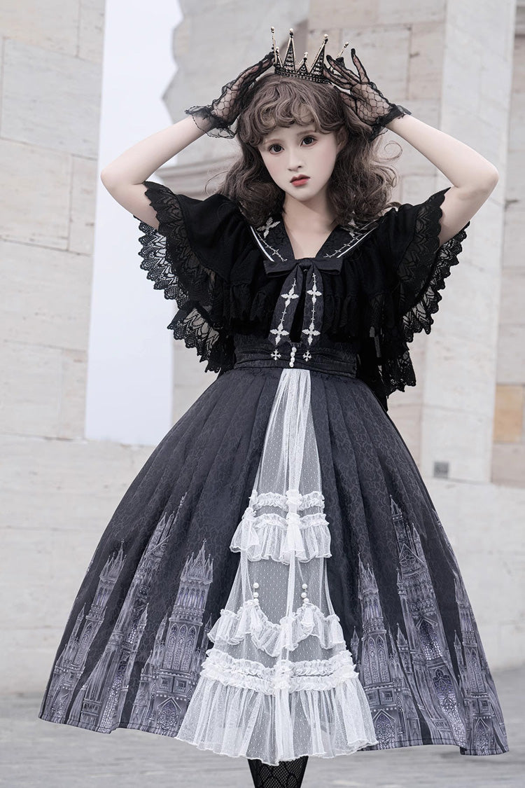 Sleeveless Print Lace Gothic Vintage Princess Lolita Jsk Dress