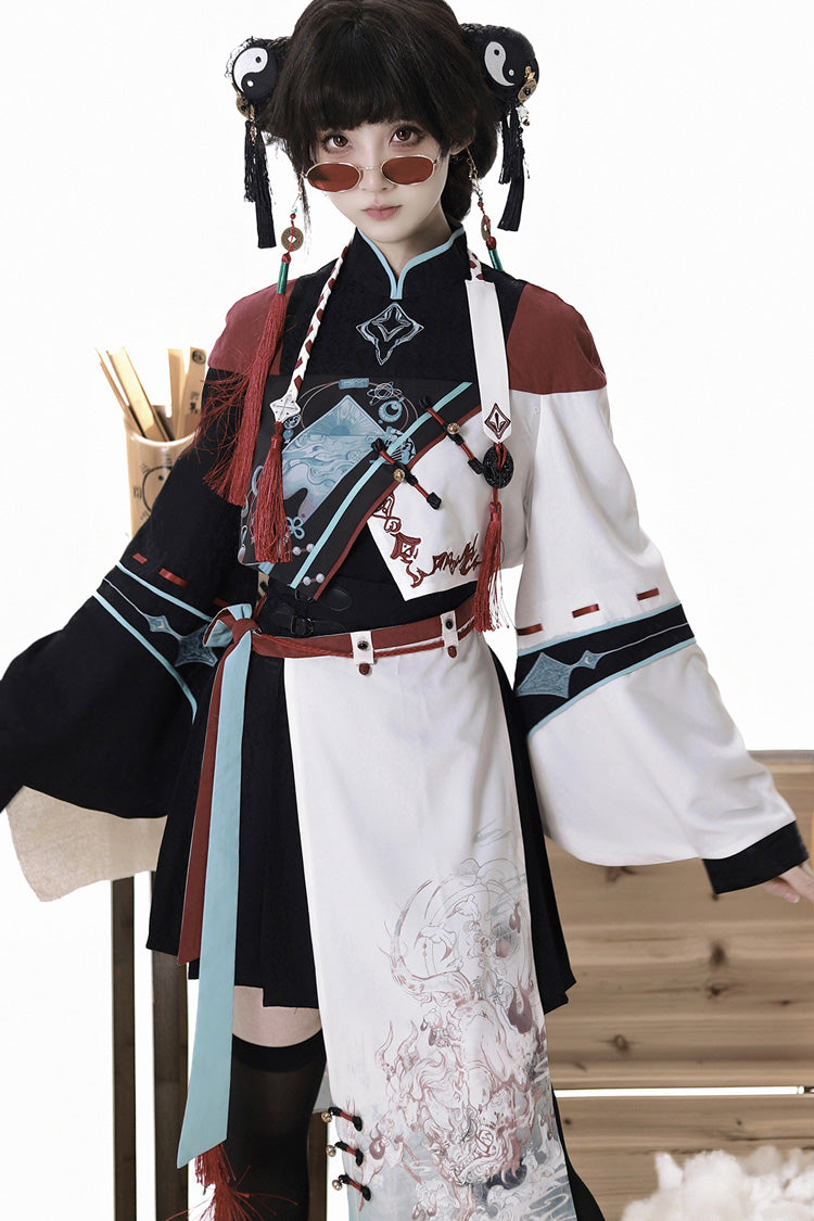 Walking With Demon Asymmetric Gothic Chinese Ouji Skirt