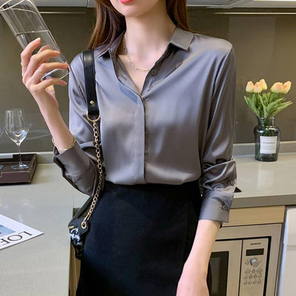 Elegant Satin Shirt Workwear