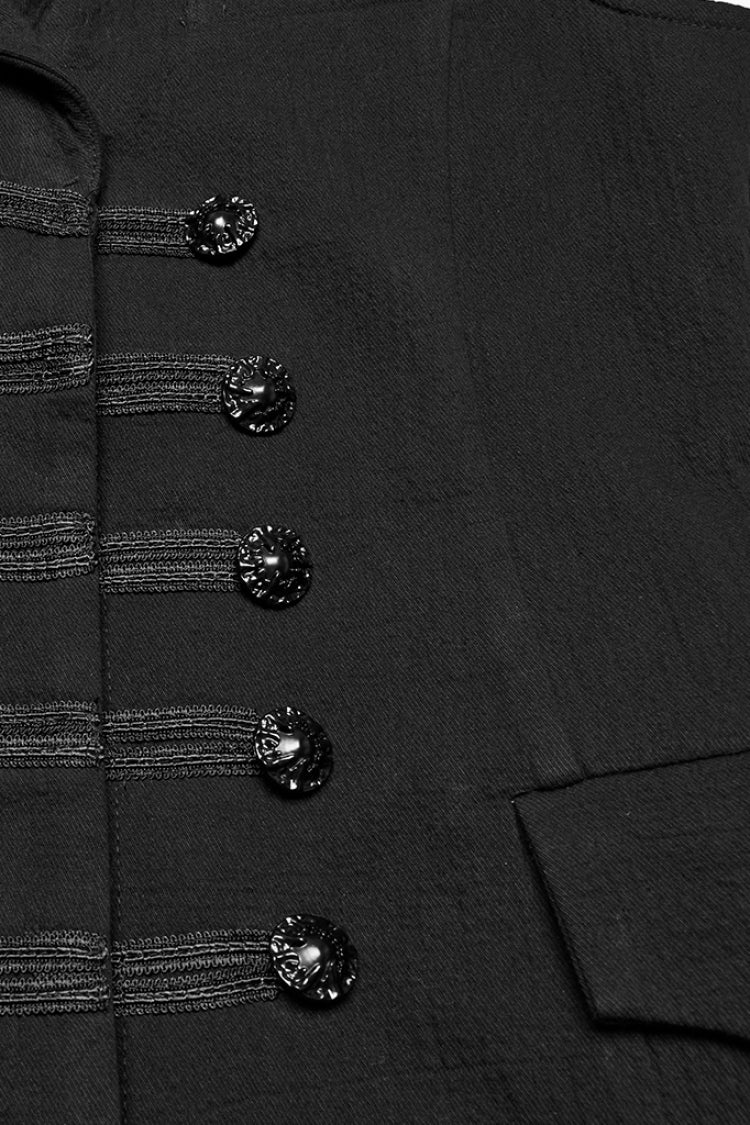 Men's Gothic Long Vest with Batlike Collar & Buckle Detail