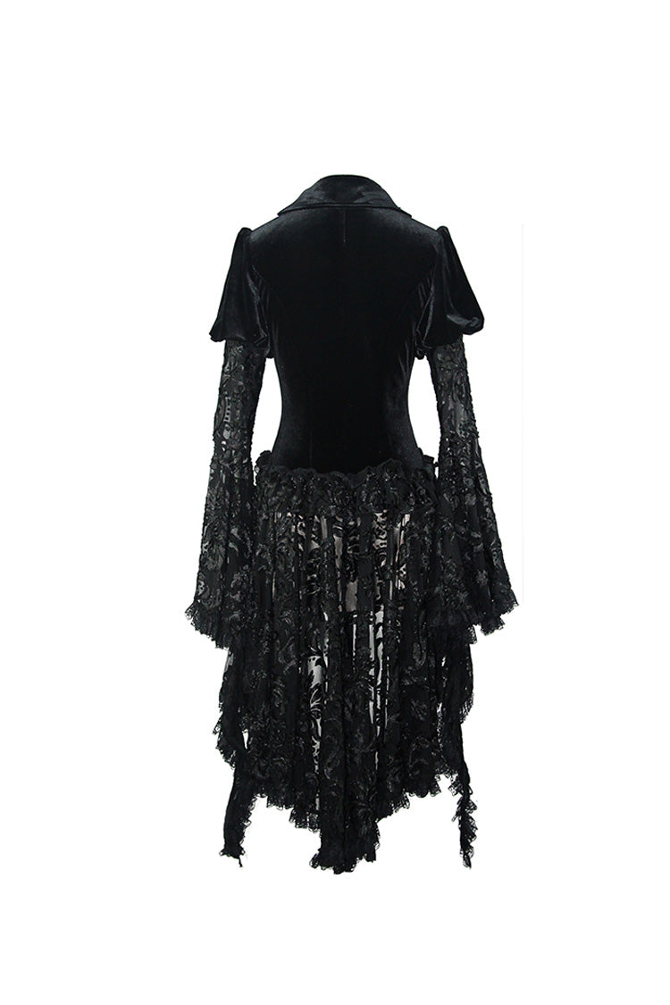 Gothic Coat with Hollow-Out Flare Sleeves and Lace Cuffs