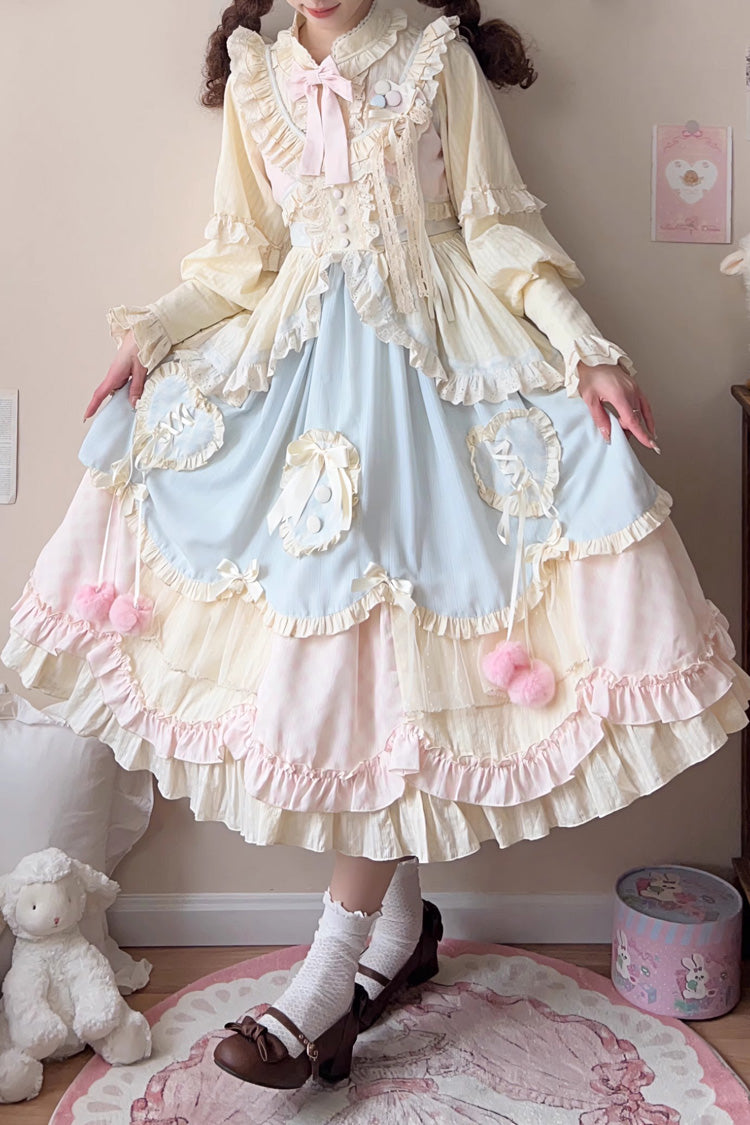 Sweet Lolita JSK Dress with Layered Ruffles and Bow