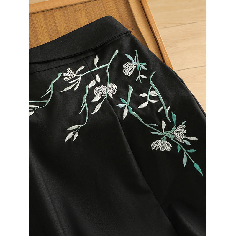 Embroidery Flower Tassel Shirt Flower Print Skirt Set