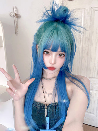 Casual Series Long Ocean Blue Gradient Wig ON981 MK Kawaii Store