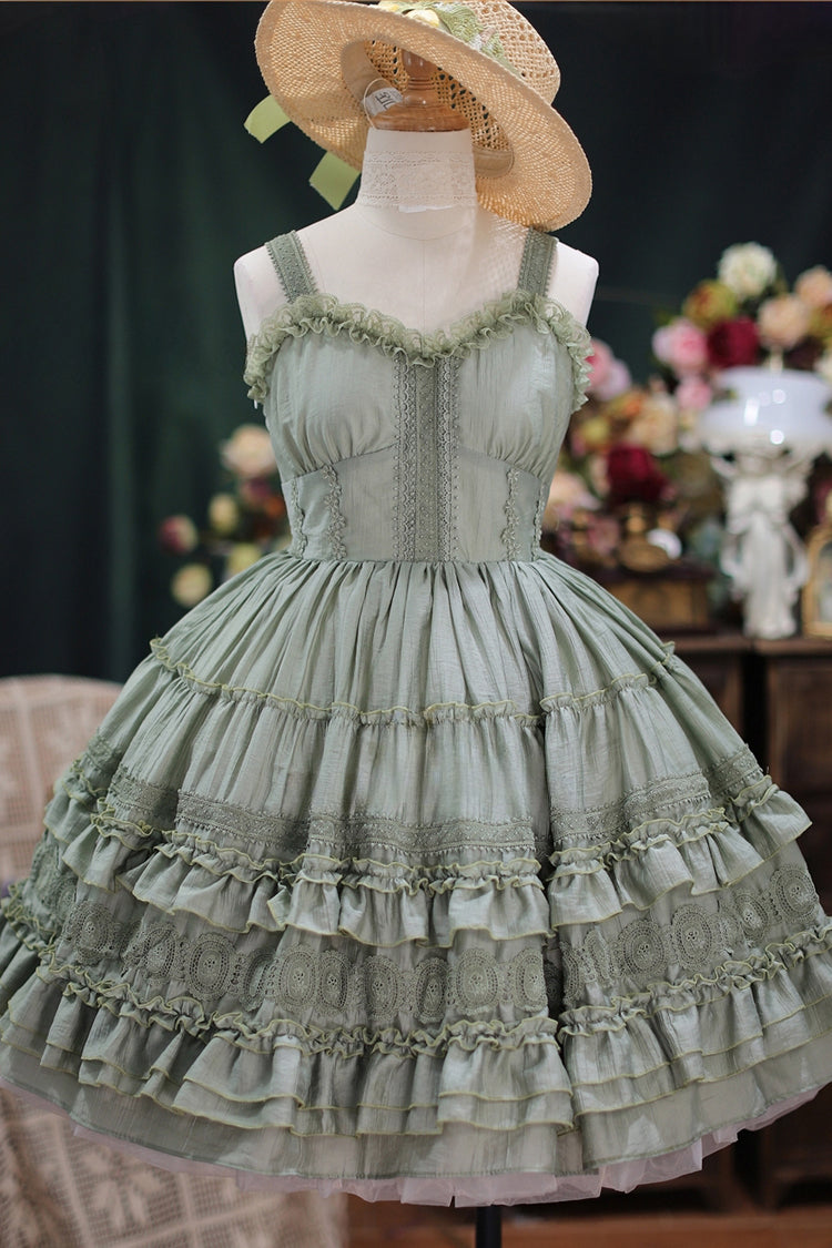 Elegant French Ruffle Sweet Lolita Tiered JSK Dress - Dream Bouquet