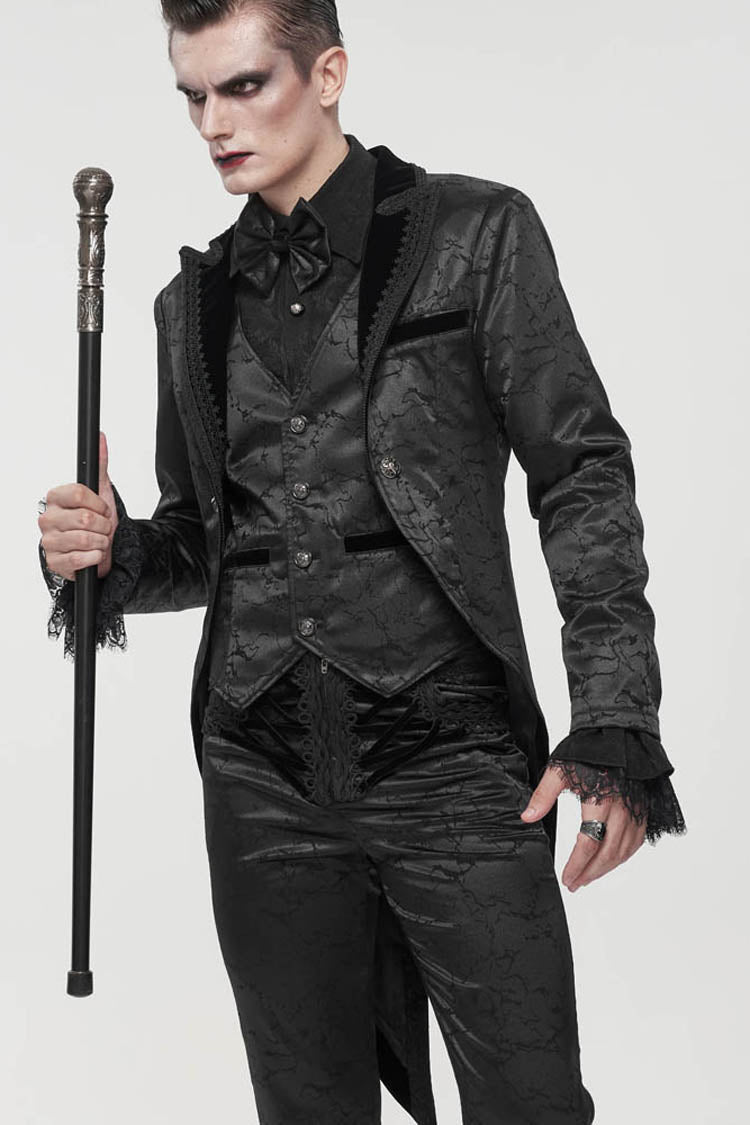 Gothic Bright Print Swallowtail Embellished Men's Coat