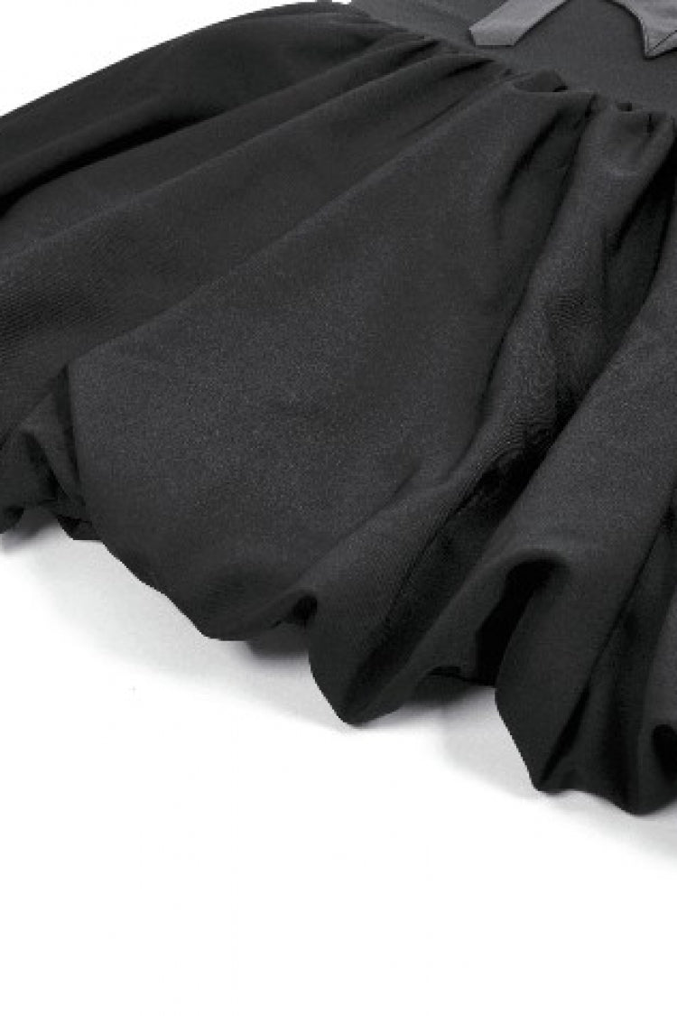 Gothic Suspender Dress with Bat Wing Buckles and Tail for Graduation