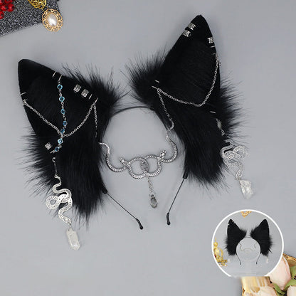 Black Snake Chain Fox Ears Furry Headband