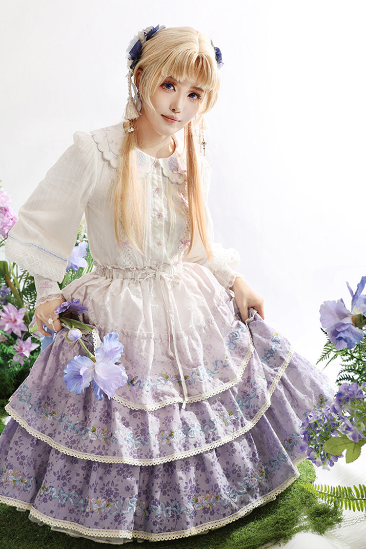 Moonlight Iris Printed Lace Skirt
