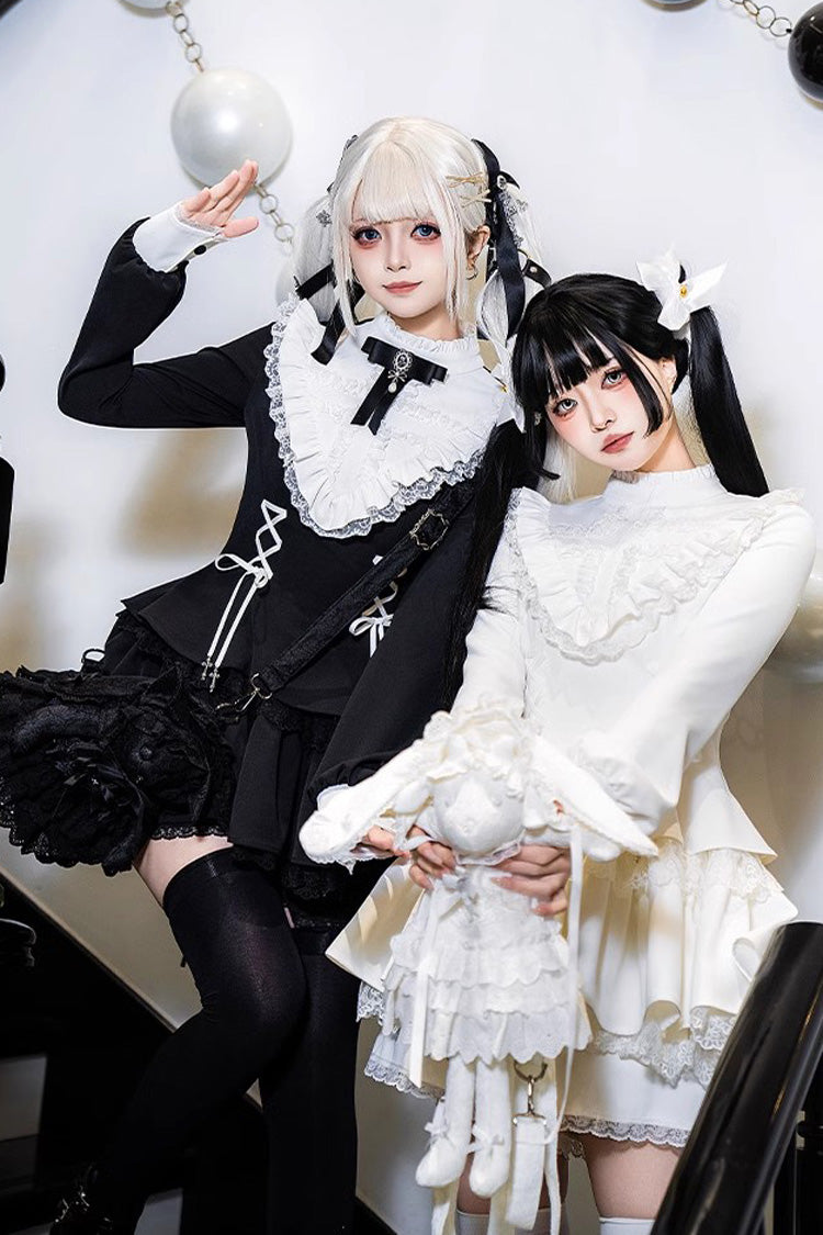 Black Long Sleeve Lace-Up Sweet Handsome Lolita Dress