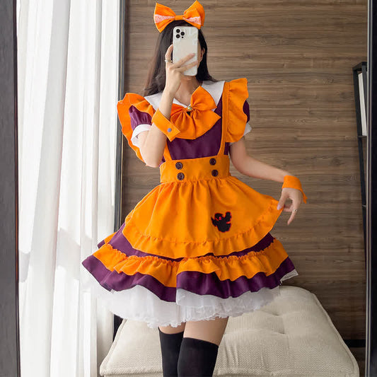 Cute Bow Knot Ghost Embroidery Maid Lolita Dress