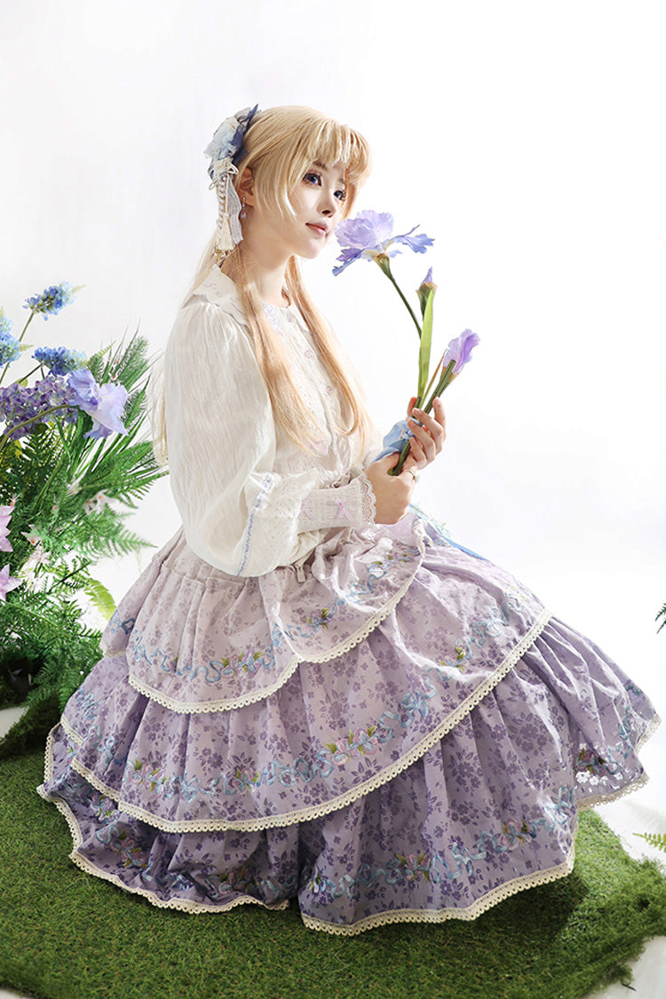 Moonlight Iris Printed Lace Skirt