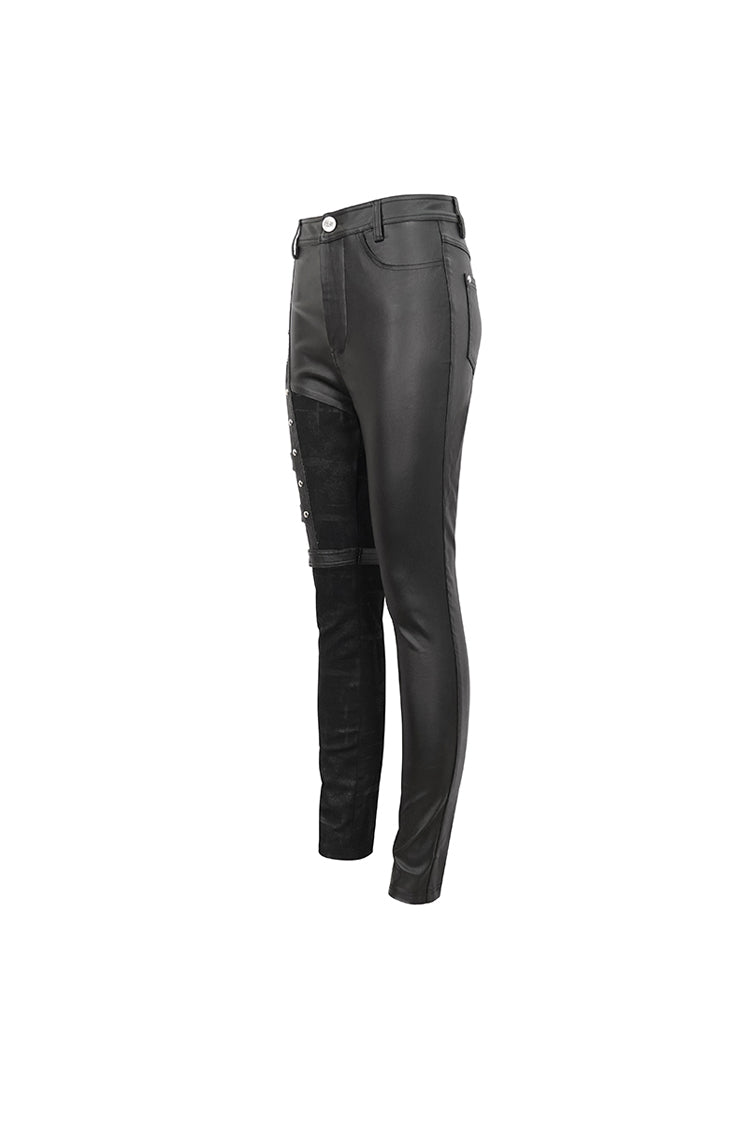 Leather Multi-Buckle Splice Punk Trousers for Women