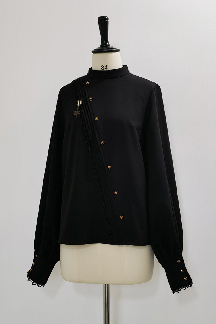 Noir Round Collar Long Sleeve Asymmetric Vintage Knight Prince Set - Will of the Rose