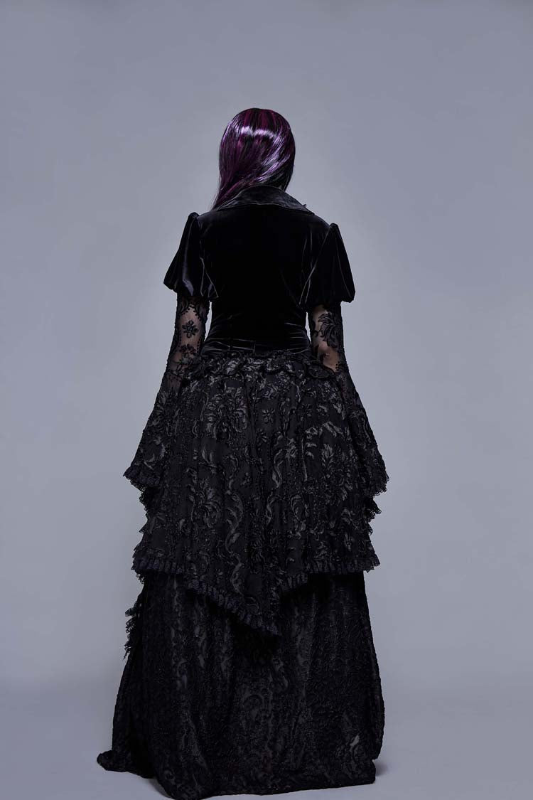 Gothic Coat with Hollow-Out Flare Sleeves and Lace Cuffs