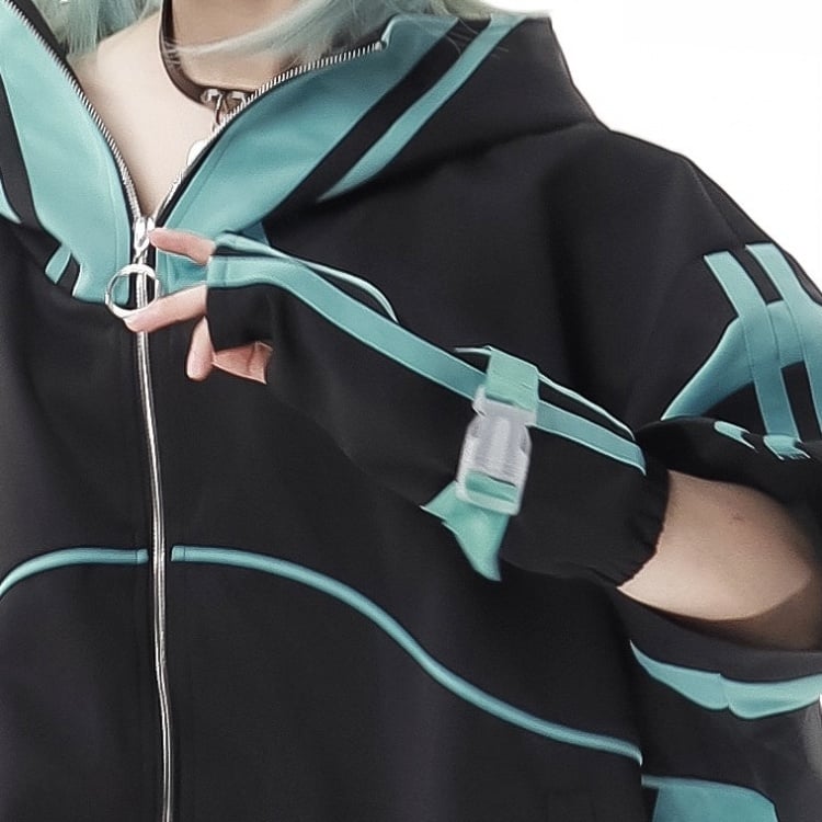 Black Green Strap Sleeves