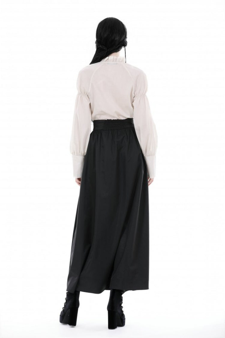 High-Waisted Pleated Gothic Long Skirt for Women