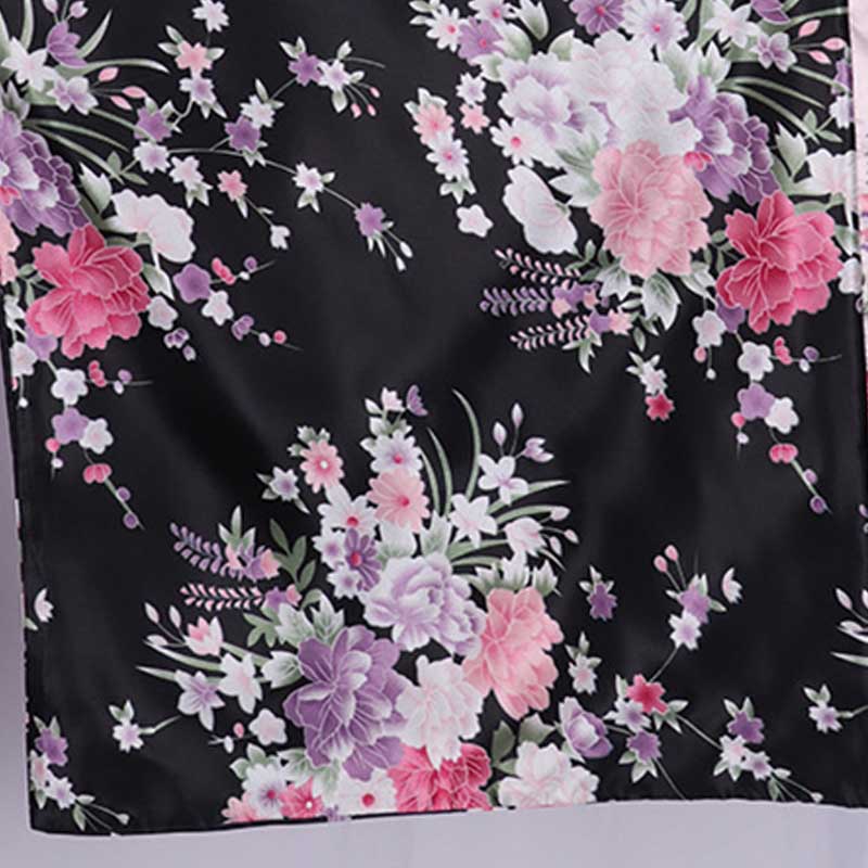 Cosplay Flower Print Bowknot Kimono Costume