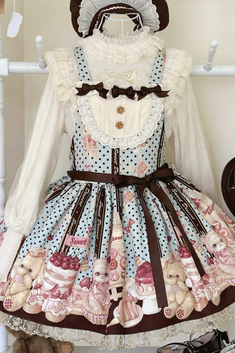 Sweet Lolita Strap Dress with Ruffled Bow and Lace