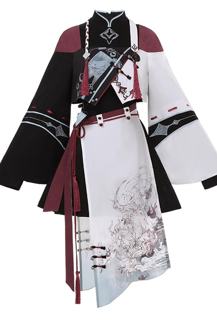 Walking With Demon Asymmetric Gothic Chinese Ouji Skirt