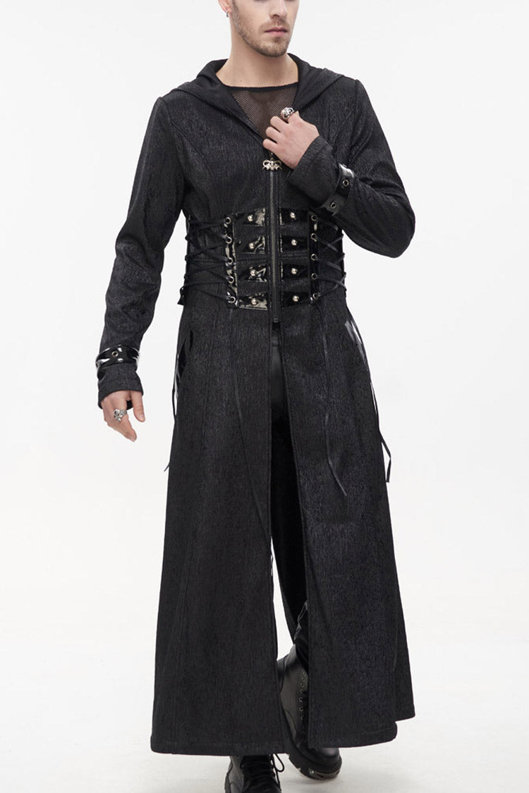 Stripe Mechanic Stitched Faux-Girdle Slim Punk Coat