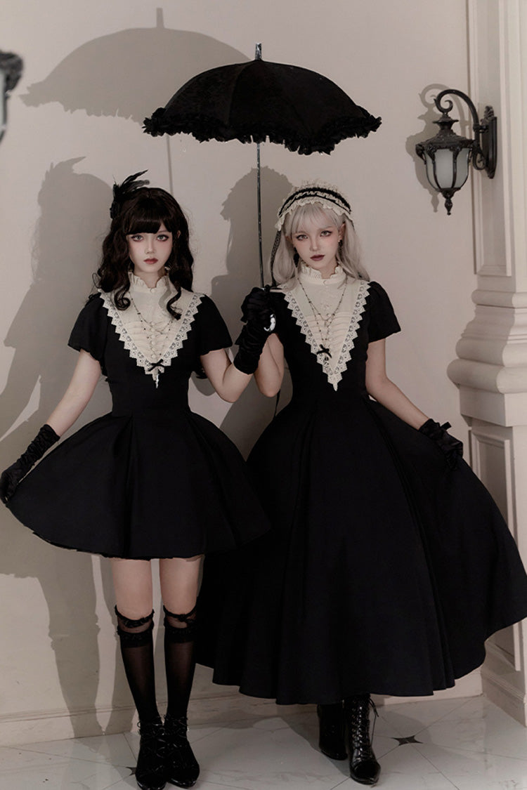 Black Gothic Long Sleeve Ruffled Nun Lolita Dress