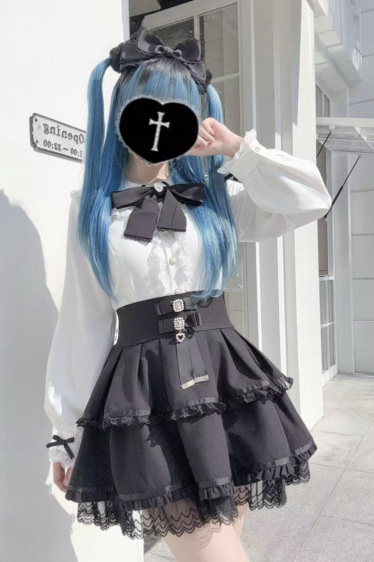 Rabbit Ear Long Sleeve Bow Lace Sweet Jirai Kei Blouse
