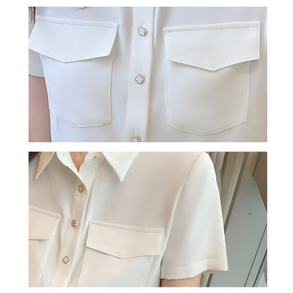 White Double Pockets Shirt