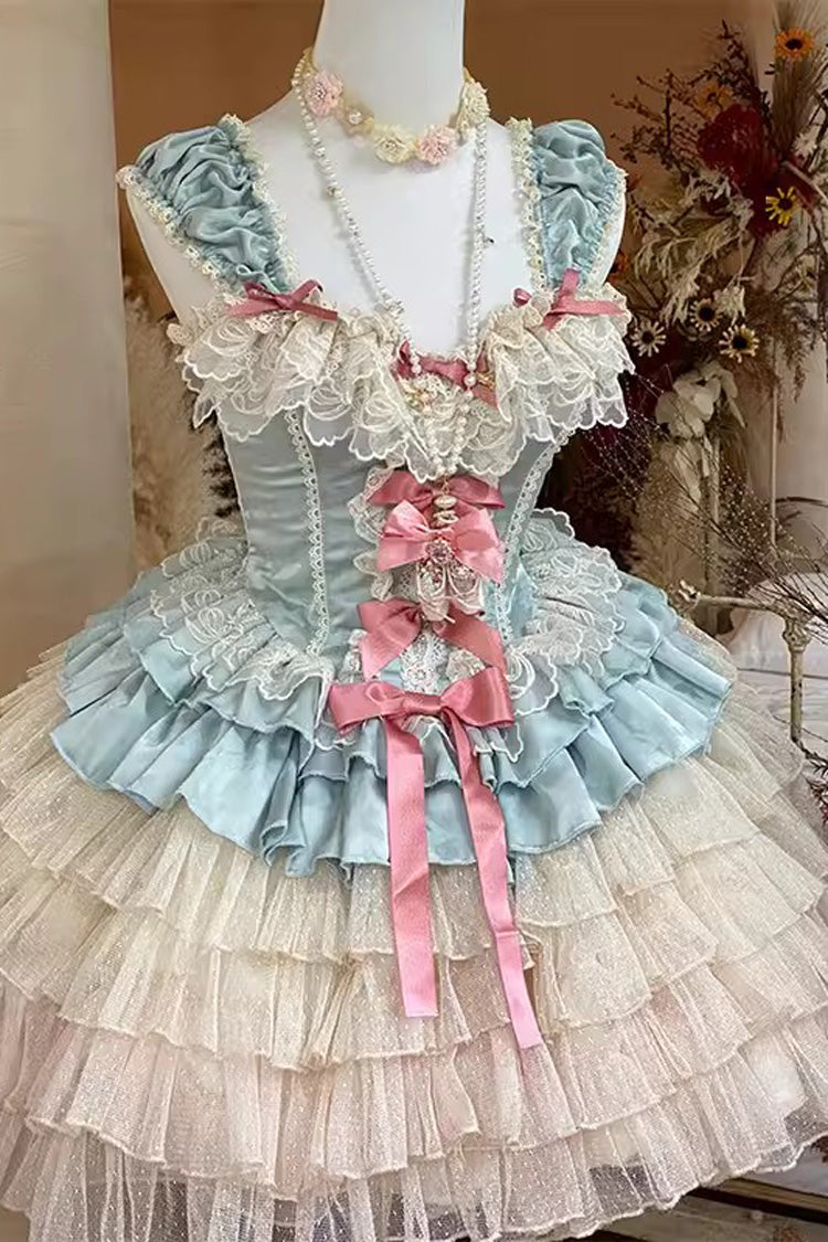 Ballet Style Multi-Layer Dress with Ruffles - Romantic