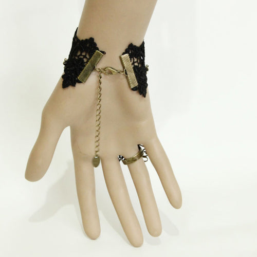 Festive Pearl Lace Gothic Ring Bracelet
