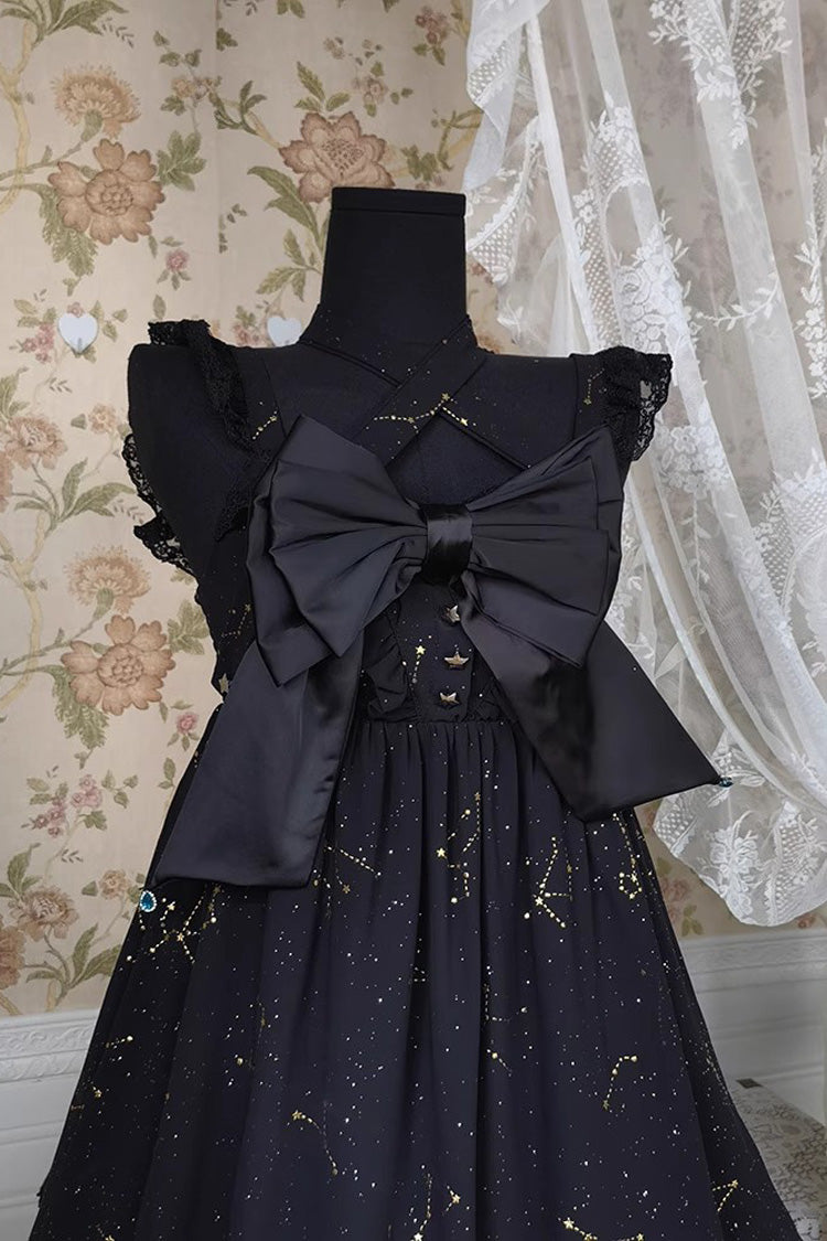 Triple-Layered Ruffle Hot Stamping Bowknot Classic Gothic Princess Lolita Jsk Dress