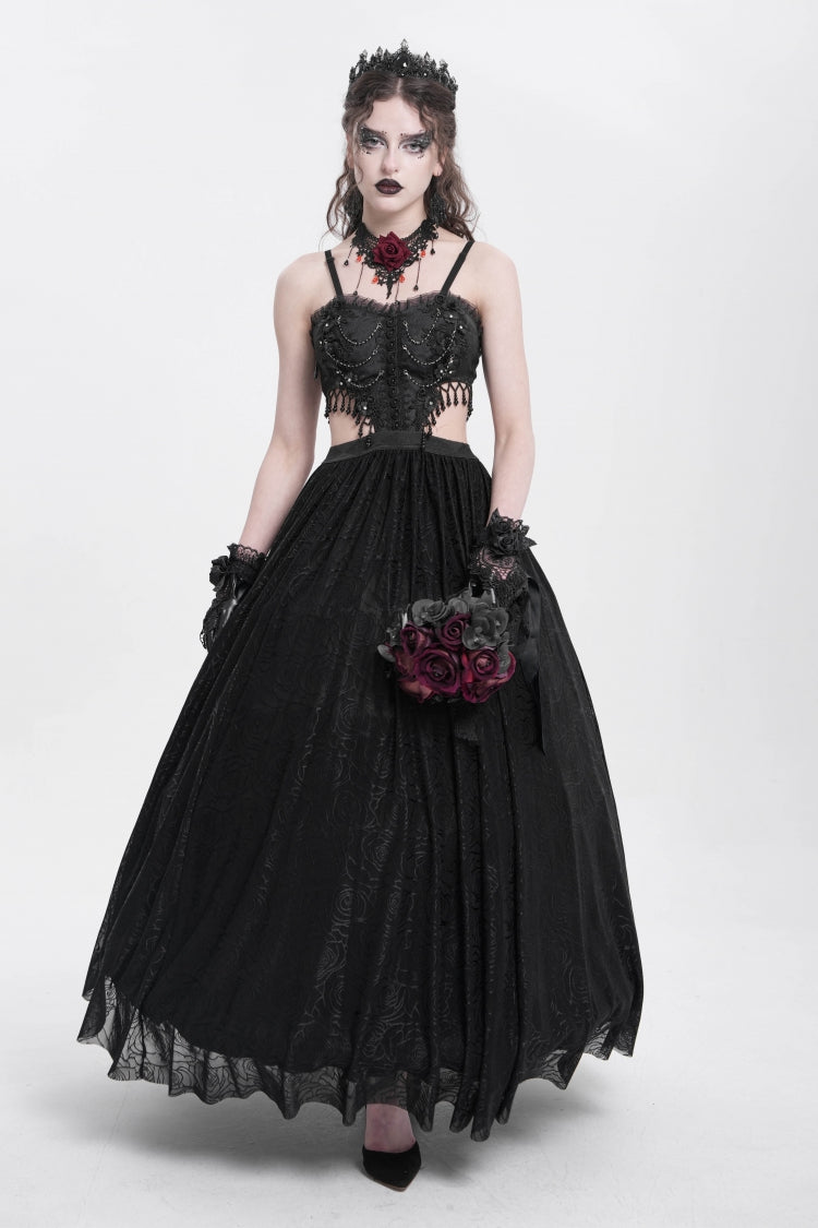 Jacquard Floral Lace Gothic Party Slip Dress