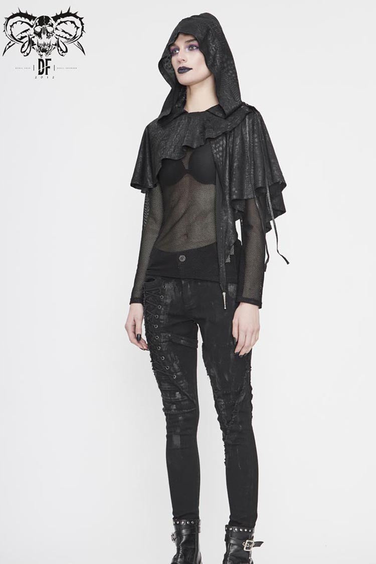 Umbra Vintage Knit Hooded Gothic Shawl for Women