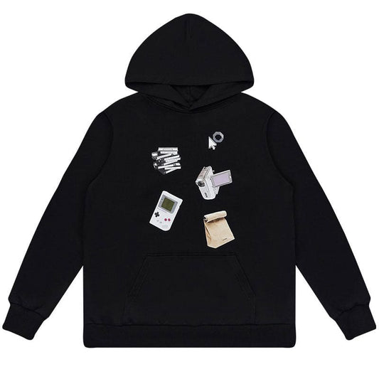 Collage-style Hoodie - M / Black - Hoodie