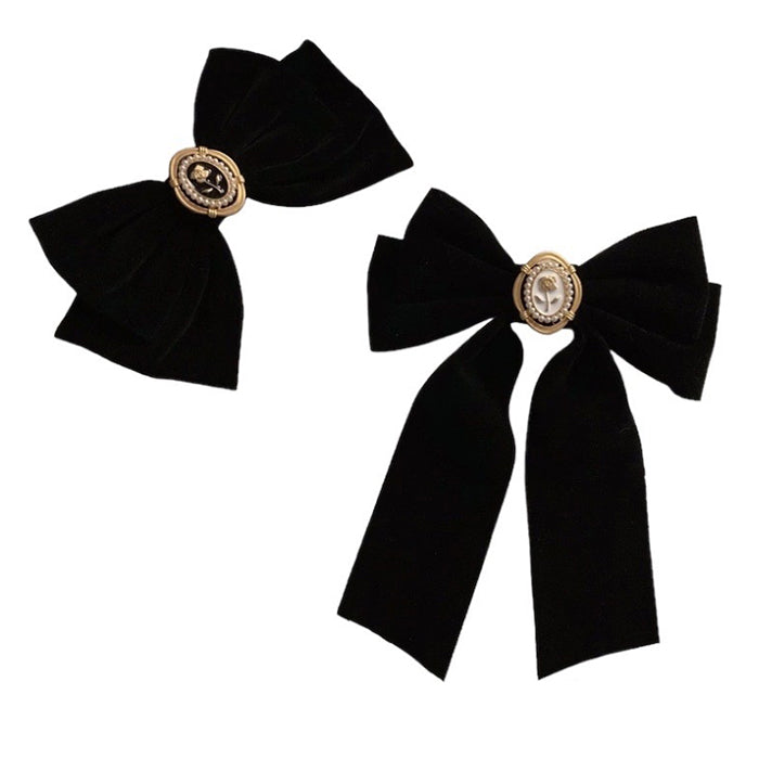 Elegant Black Velvet Hair Bow