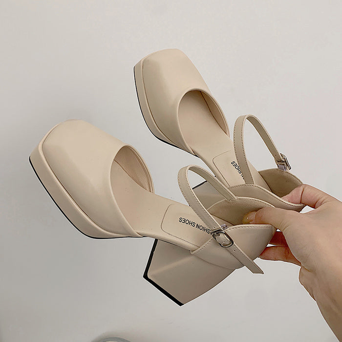 Coffee Cream Platform Heels