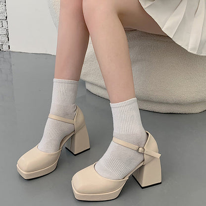 Coffee Cream Platform Heels