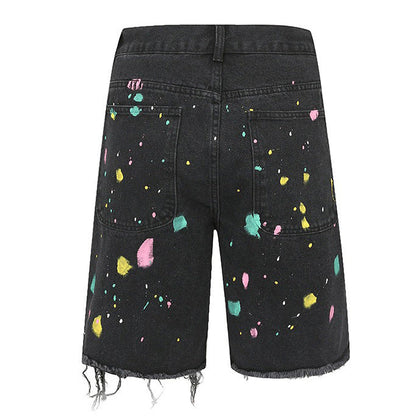 Cartoon Flower Denim Shorts