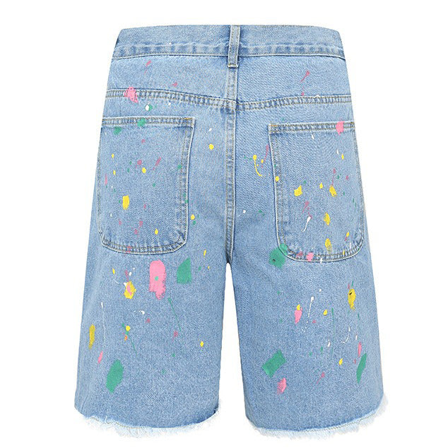 Cartoon Flower Denim Shorts