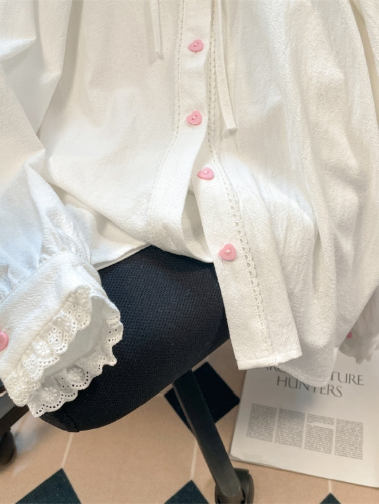 Kawaii cupcake sweetie blouse with lace ruffled collar