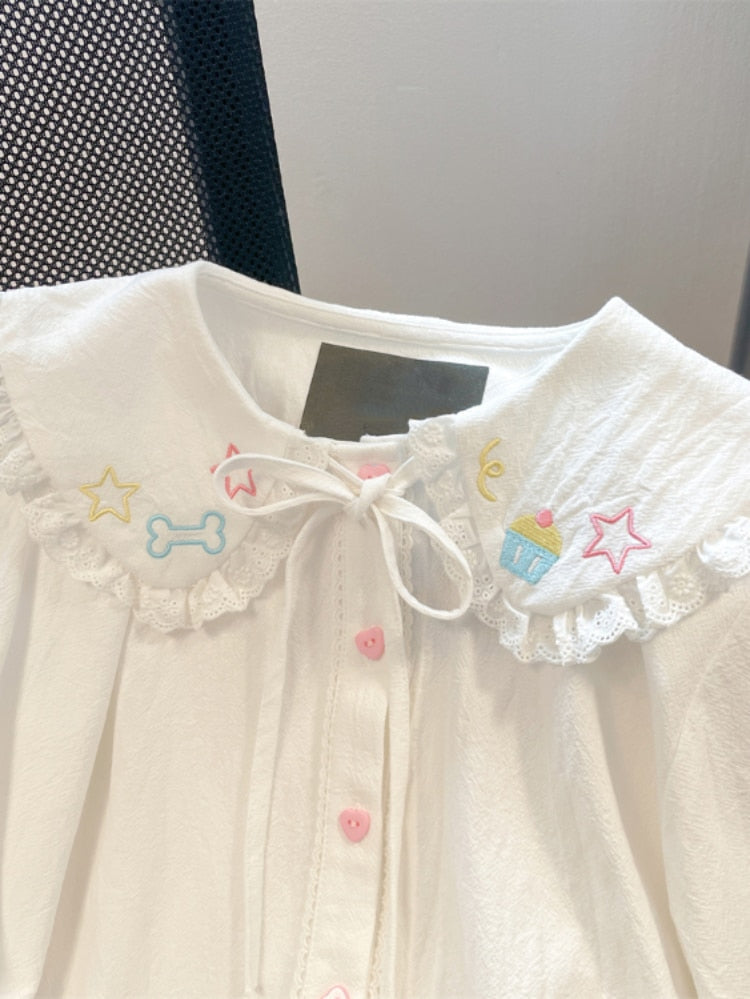 Kawaii cupcake sweetie blouse with lace ruffled collar