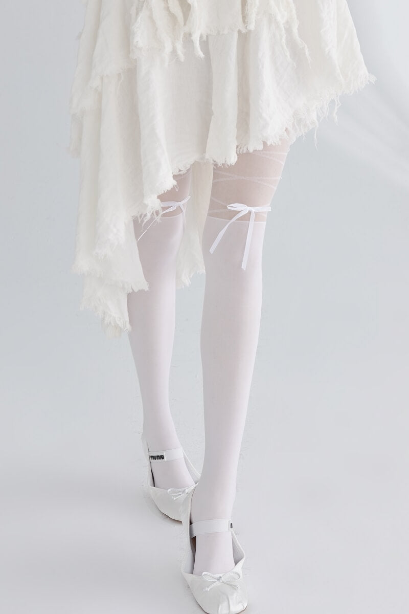 Lace Ribbon Bow Lolita Tights