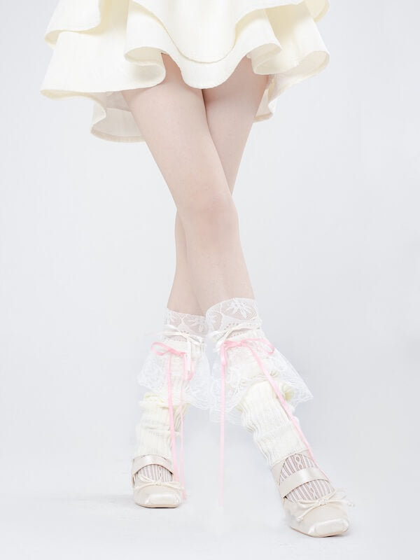 Cute Lace Stripe Bow Stockings