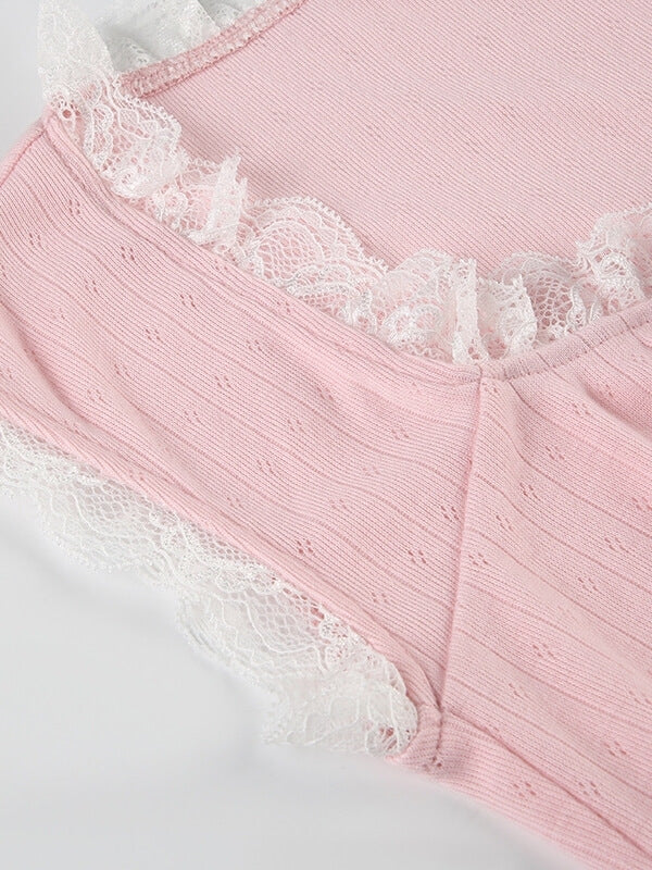 Pink Lace Patchwork Top