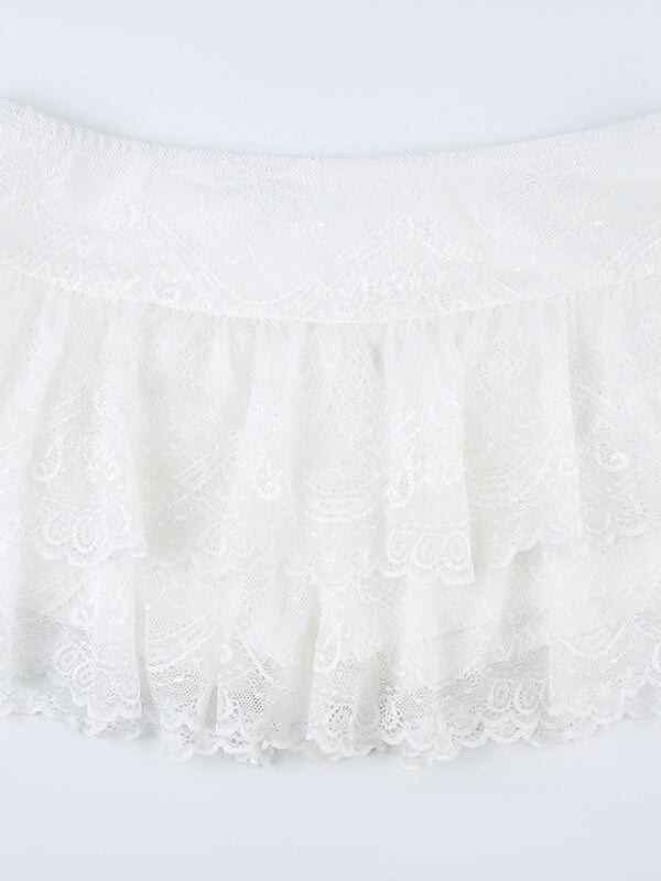 White Elegant Floral Lace Skirt