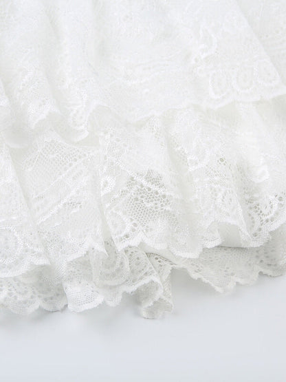 White Elegant Floral Lace Skirt