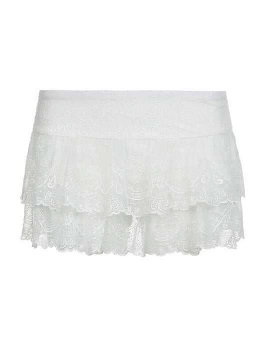 White Elegant Floral Lace Skirt