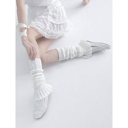 Elegant Knit White Leg Warmers