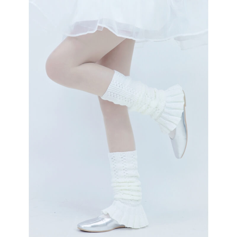 Elegant Knit White Leg Warmers